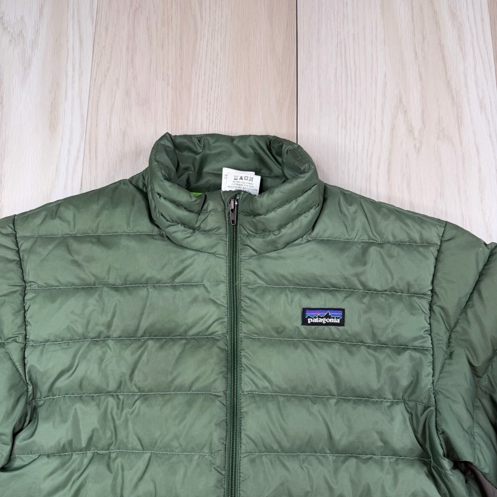 Patagonia Down Sweater Insulated Puffer Jacket Full Zip Green Boys Size L (12) - Picture 7 of 13